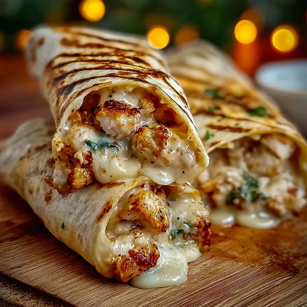 Cheesy Garlic Chicken Wraps