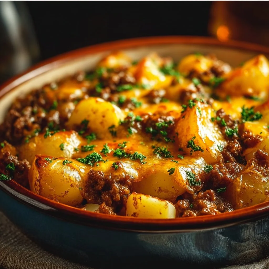 Cheesy Ground Beef & Potato Casserole