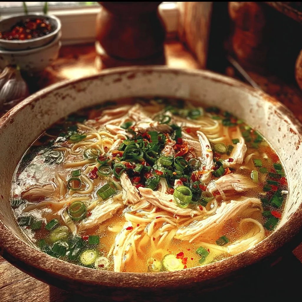 Classic Ginger Garlic Chicken Noodle Soup