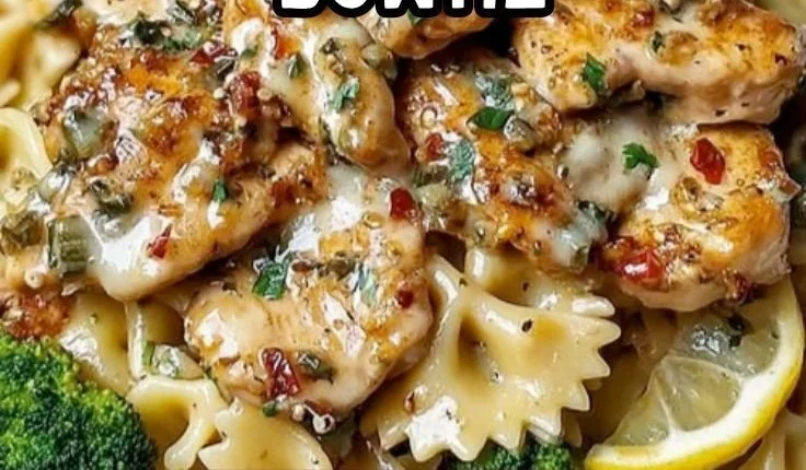 Cowboy Butter Lemon Bowtie Chicken with Broccoli