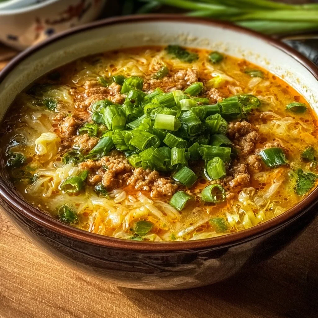 Cozy One-Pot Egg Roll Soup with Green Onions and Ginger