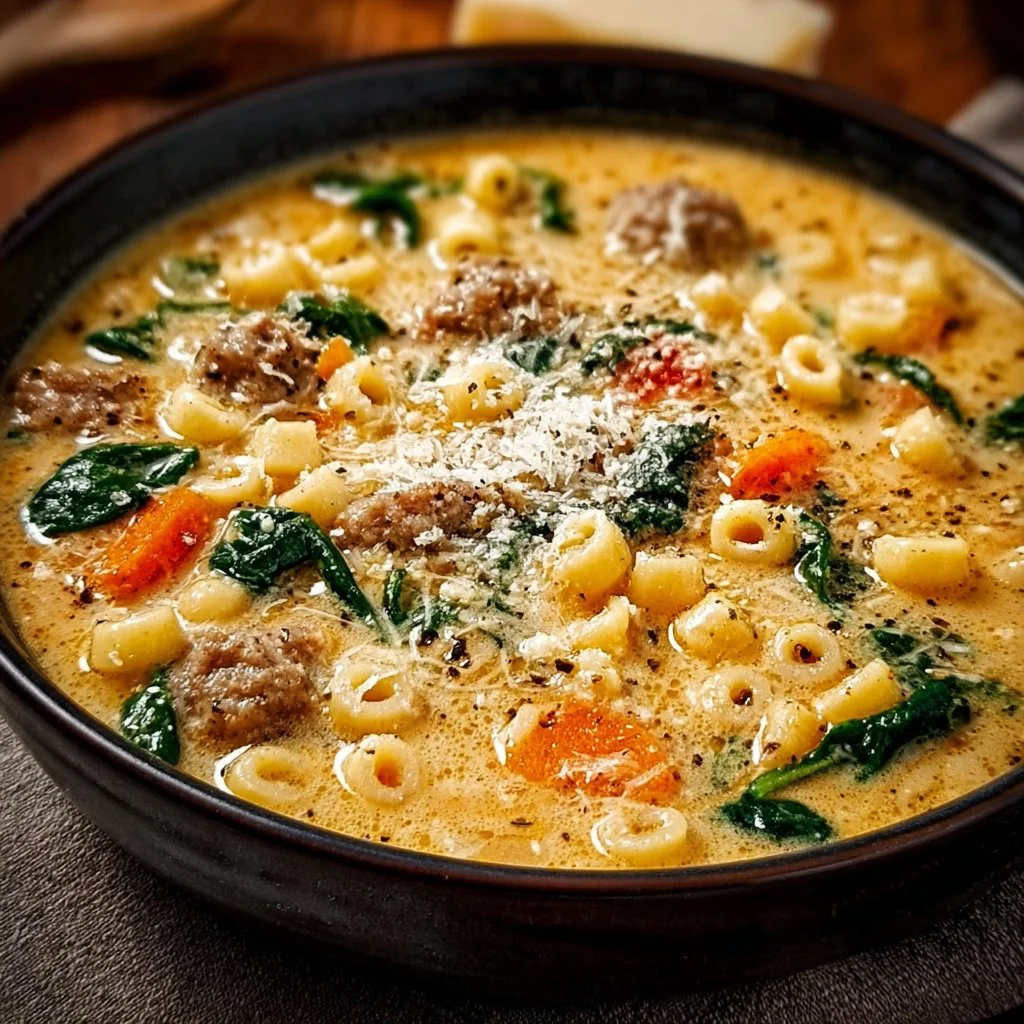 Creamy Parmesan Italian Sausage Ditalini Soup Recipe