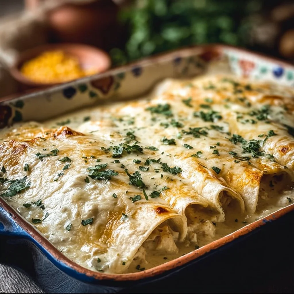 Creamy White Chicken Enchiladas