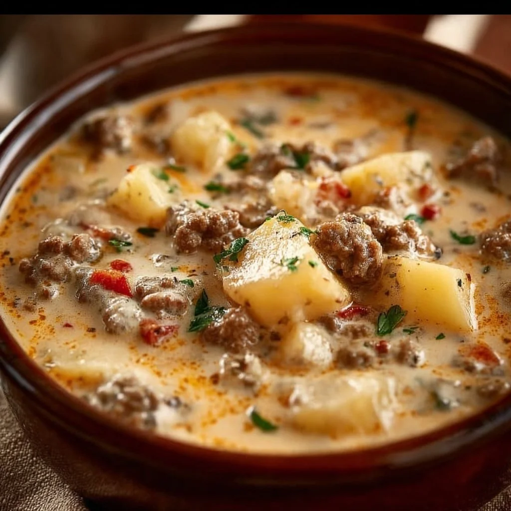 Crockpot Creamy Potato & Hamburger Soup