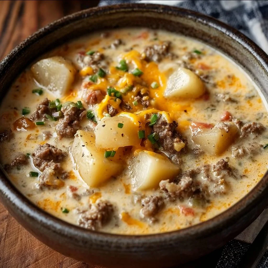Crockpot Creamy Potato & Hamburger Soup