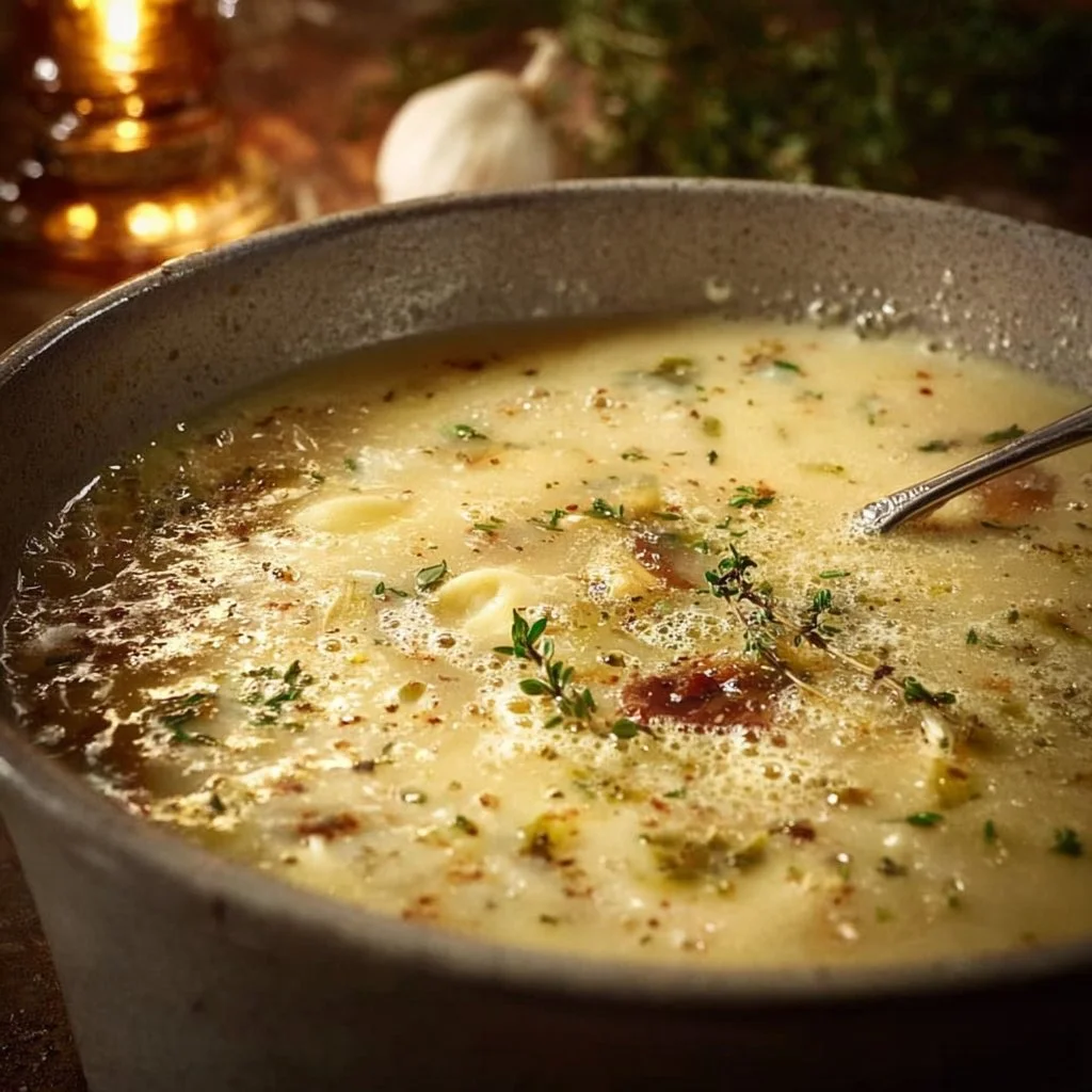 Rustic Country French Style Garlic Soup