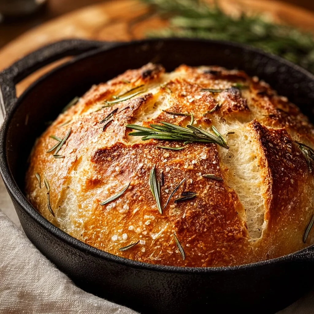Dutch Oven Garlic Rosemary Bread