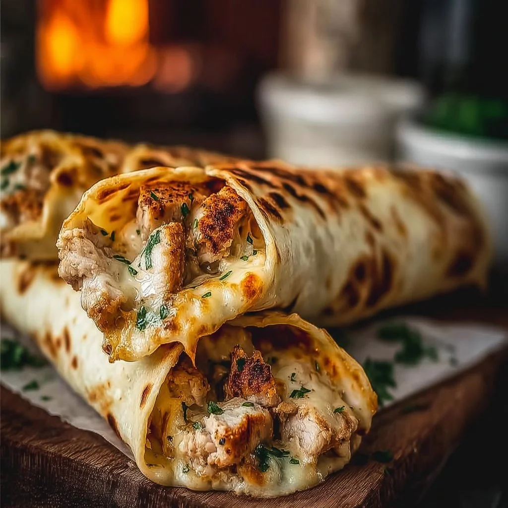 Low Carb Cheesy Garlic Chicken Wraps