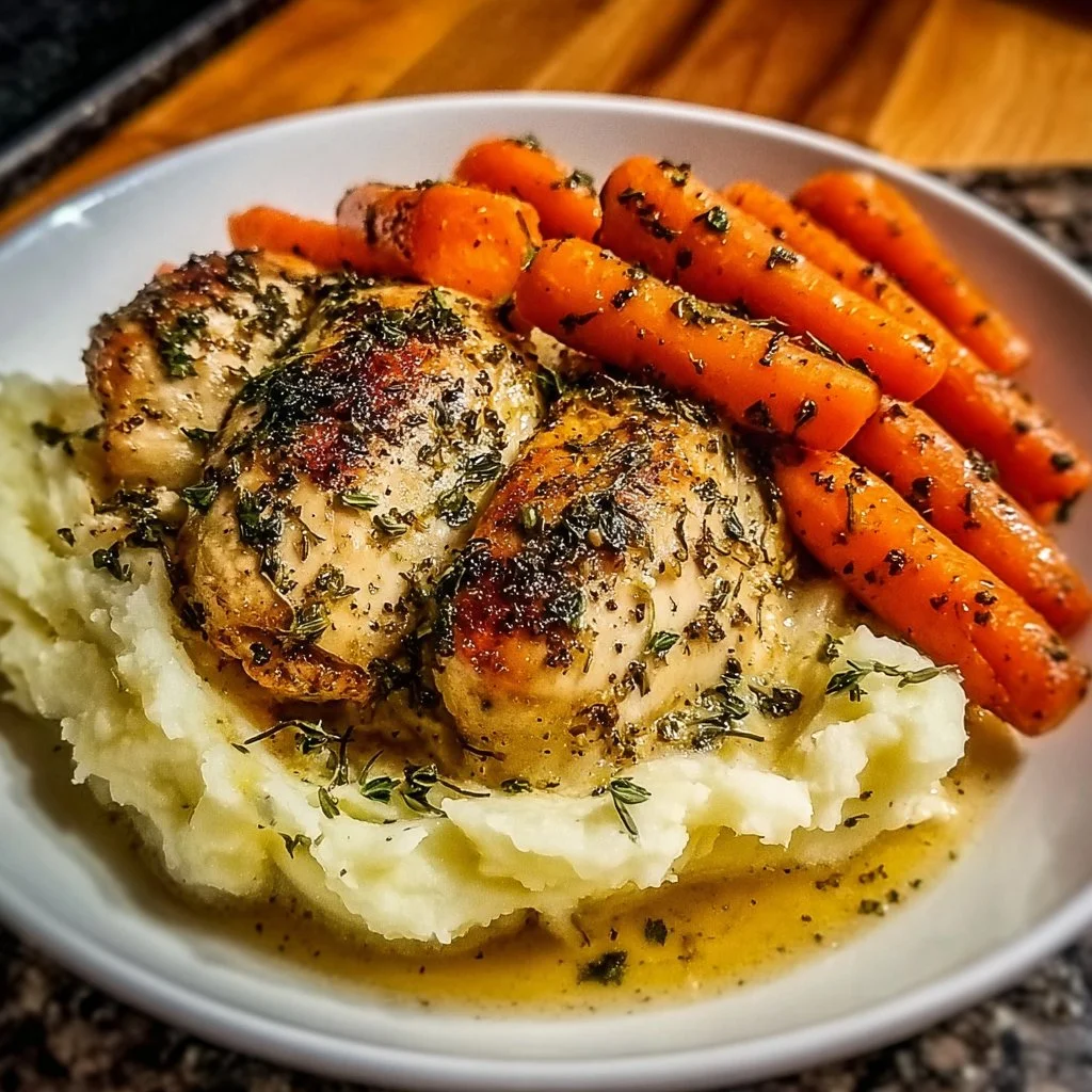 Make Garlic Herb Chicken with Mashed Potatoes and Glazed Carrots Tonight!