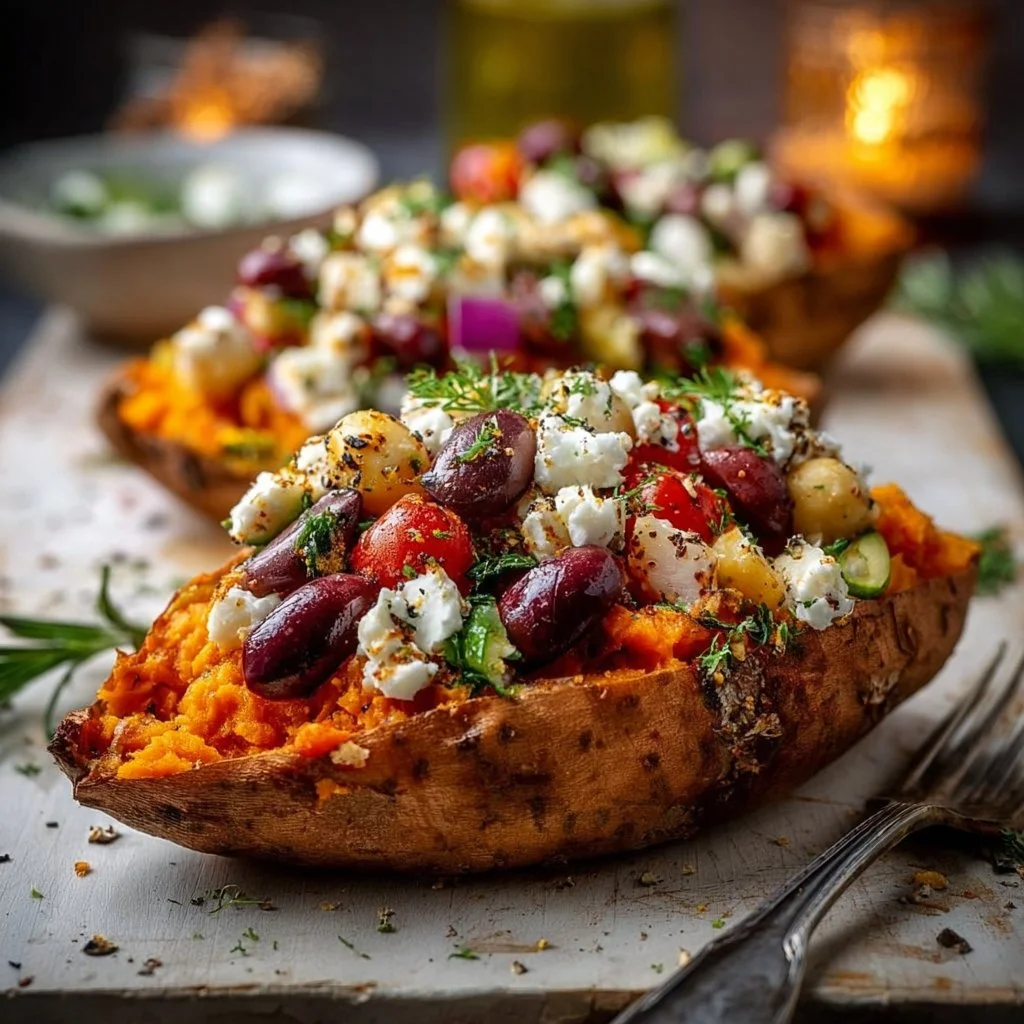 Mediterranean Stuffed Sweet Potatoes