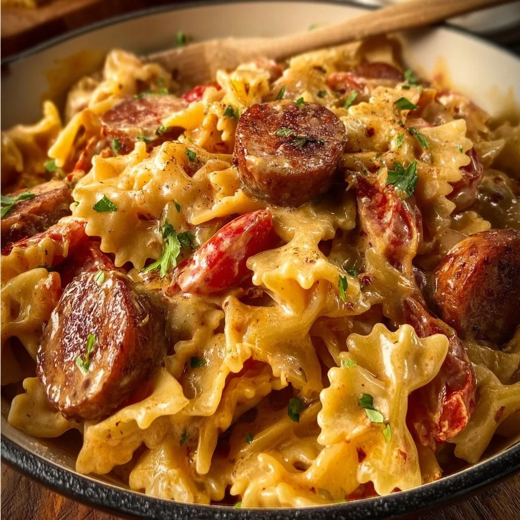 One Pot Creamy Cajun Sausage Pasta