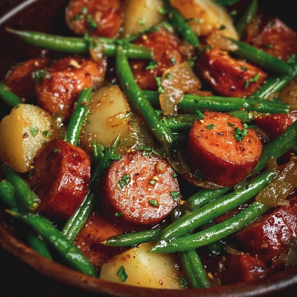 Crockpot Kielbasa and Green Beans