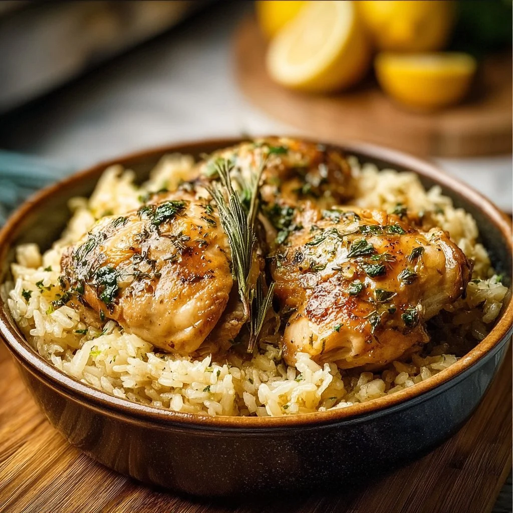 Slow Cooker Lemon Herb Chicken and Rice