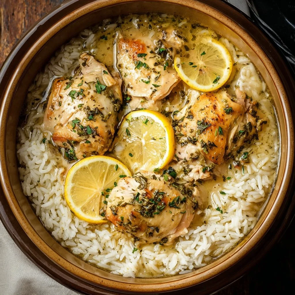 Slow Cooker Lemon Herb Chicken with Fluffy Rice