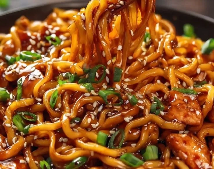 Sticky Garlic Chicken Noodles
