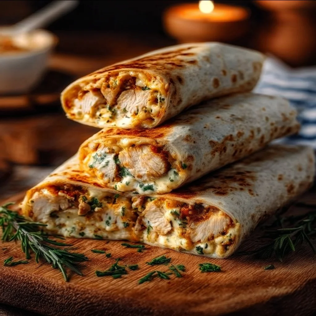 Cheesy Garlic Chicken Wraps