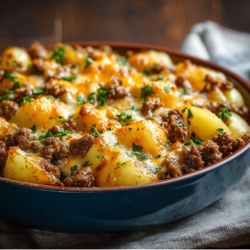 Cheesy Ground Beef & Potato Casserole