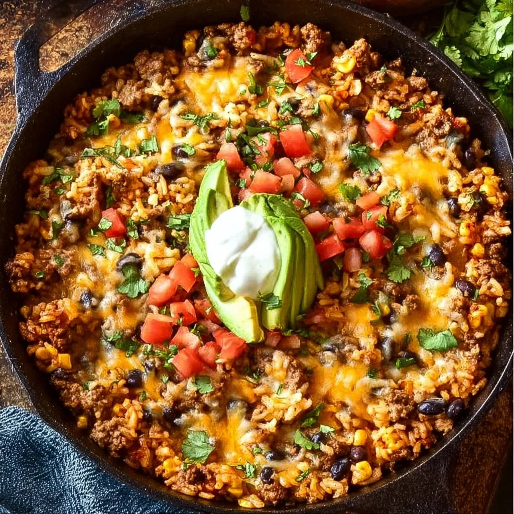 Cheesy Taco Rice Skillet
