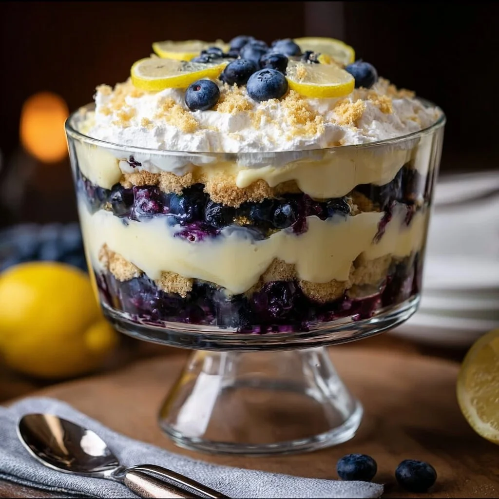 Easy Lemon Blueberry Cheesecake Trifle