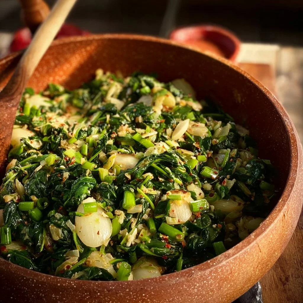 Greek Spinach and Turnip Greens Dish