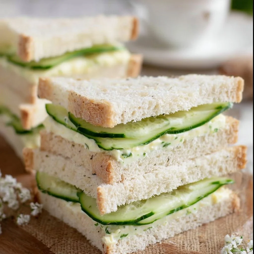Perfect in their simplicity, these lovely cucumber tea sandwiches consist of crisp c…