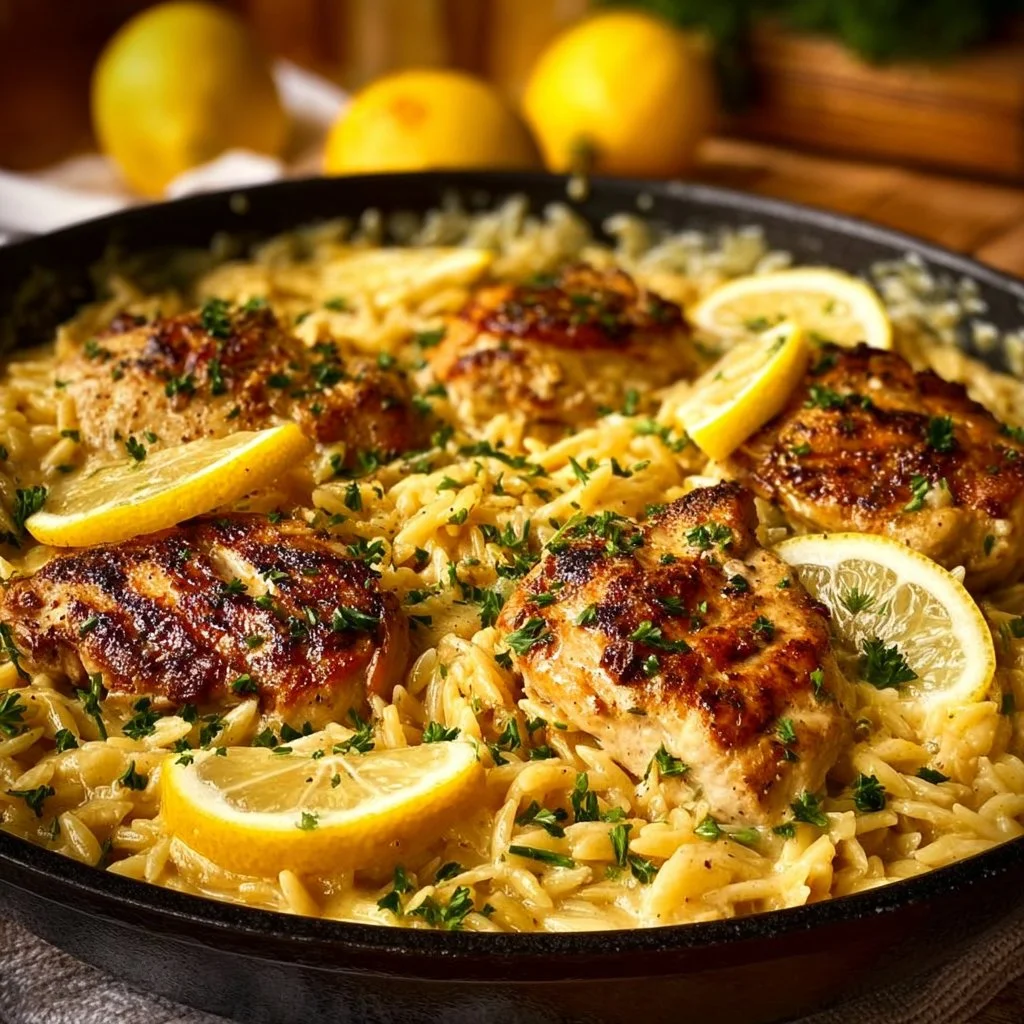 One-Skillet Creamy Lemon Chicken Orzo: A Quick Delight!