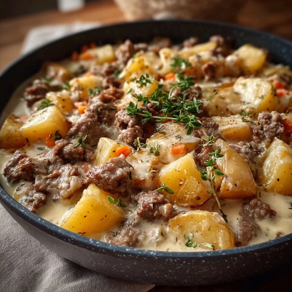 Easy One-Pan Creamy Meat & Potato Skillet (30-Minute Meal)