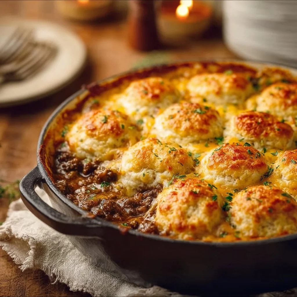 Ground Beef and Biscuit Bake
